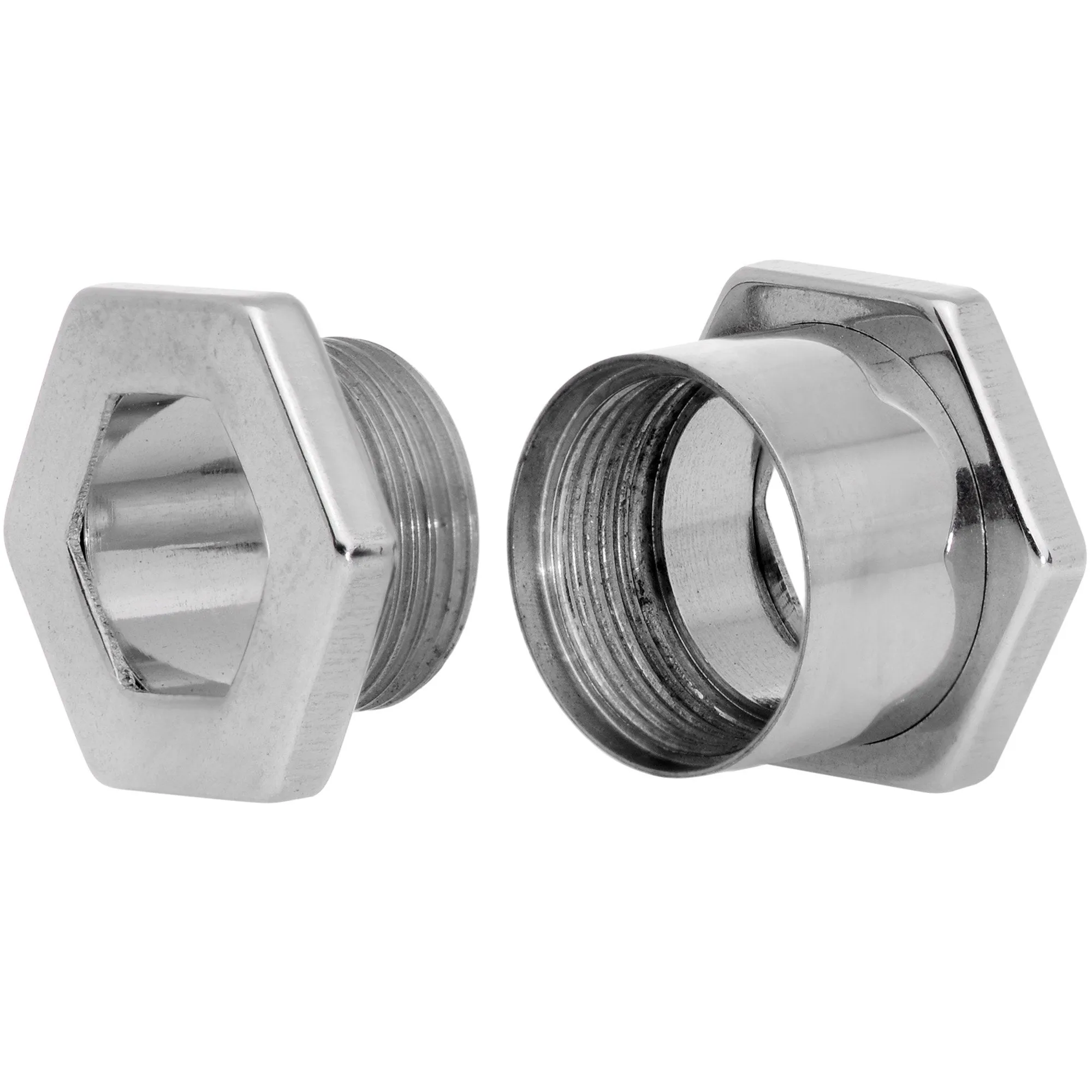 00 Gauge Geometric Hexagon Screw Fit Tunnel Plug Set