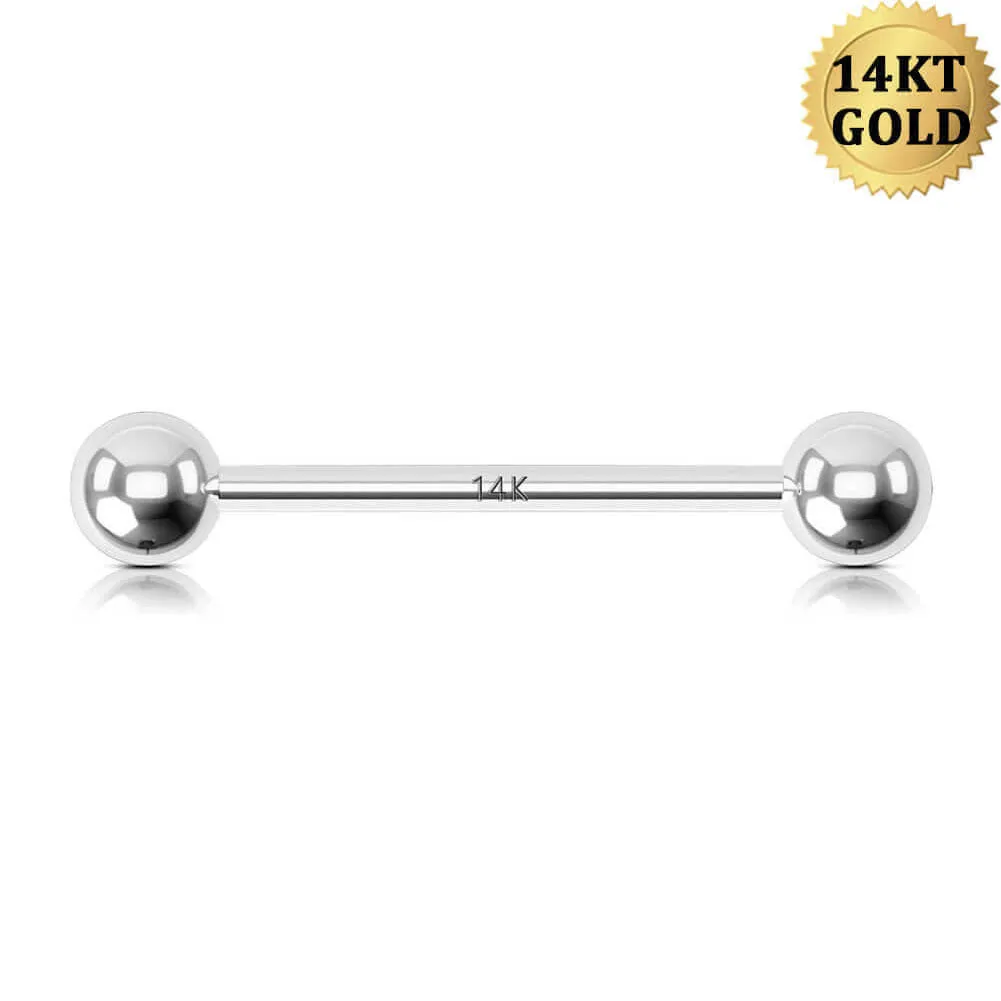 14K White Gold Nipple Ring Solid Ball Nipple Piercing Barbell