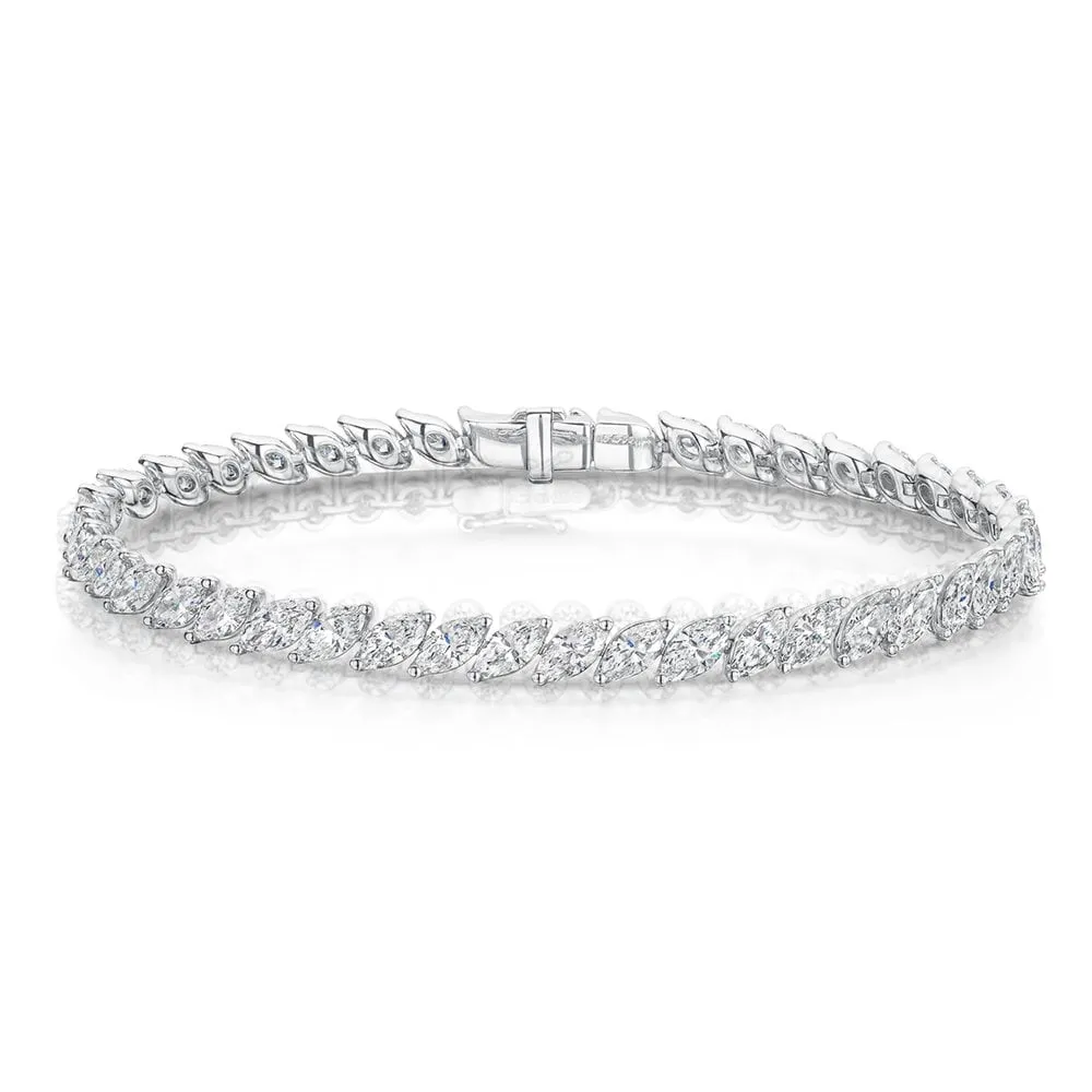 18ct White Gold Marquise Cut Diamond Claw Set Bracelet