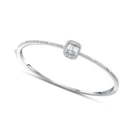 18k White Gold 0.94ctw Diamond Rectangular Bangle Bracelet