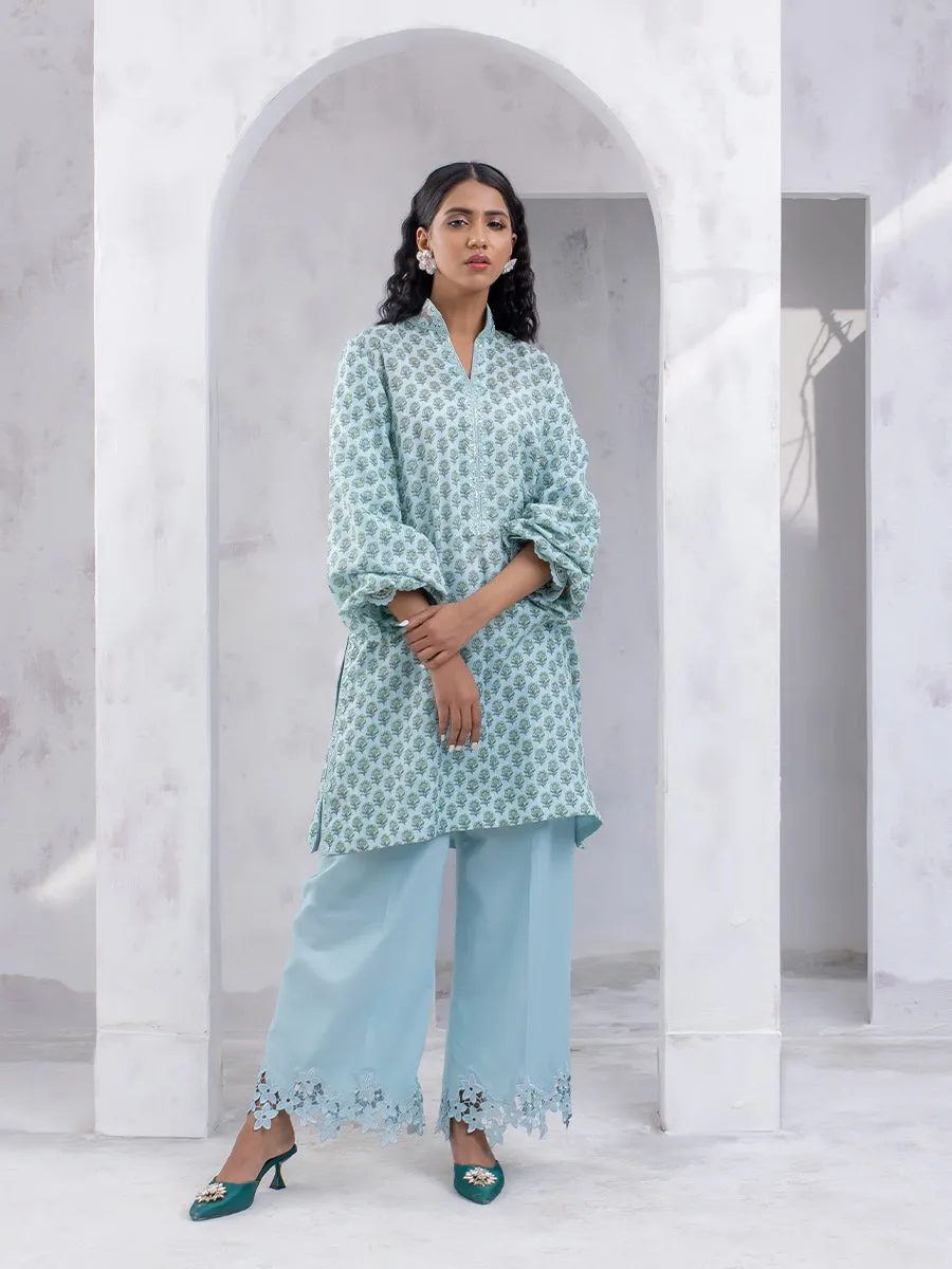 1pc Unstitched Printed Dobby Silk Lawn Kurti