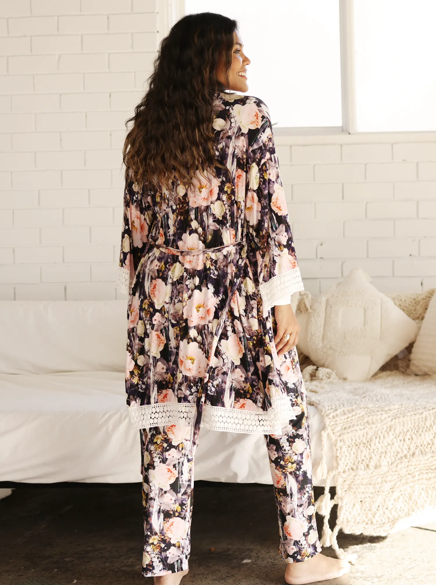 3-Piece Maternity Sleepwear Set - Floral/White