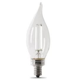 3.3W (40W Replacement) Soft White (2700K) Flame Tip BA10 (E12 Base) Exposed White Filament LED Bulb (2-Pack)