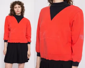 80s Orange Black Color Block Sweatshirt - Petite Small to Medium