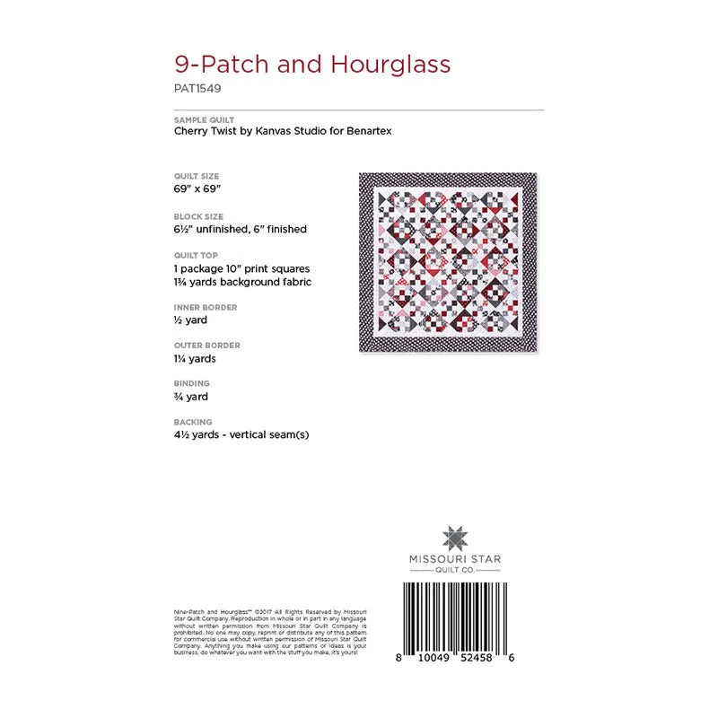 9-Patch and Hourglass Quilt Pattern by Missouri Star