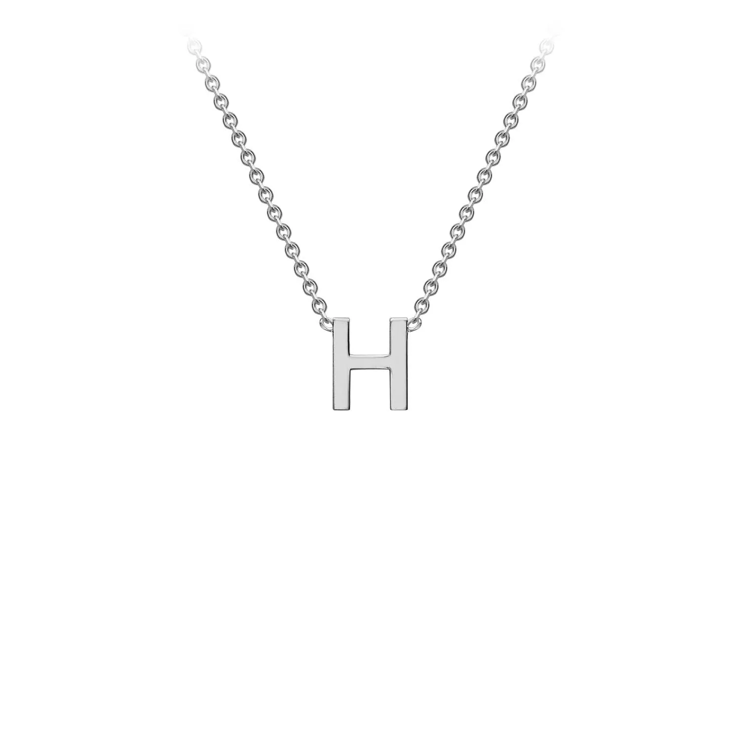 9K White Gold 'H' Initial Adjustable Letter Necklace 38/43cm