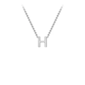 9K White Gold 'H' Initial Adjustable Letter Necklace 38/43cm