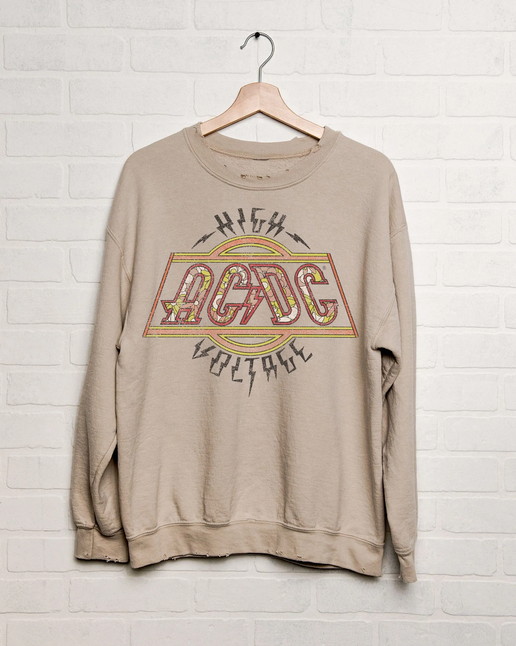 ACDC High Voltage Flower Sand Thrifted Sweatshirt