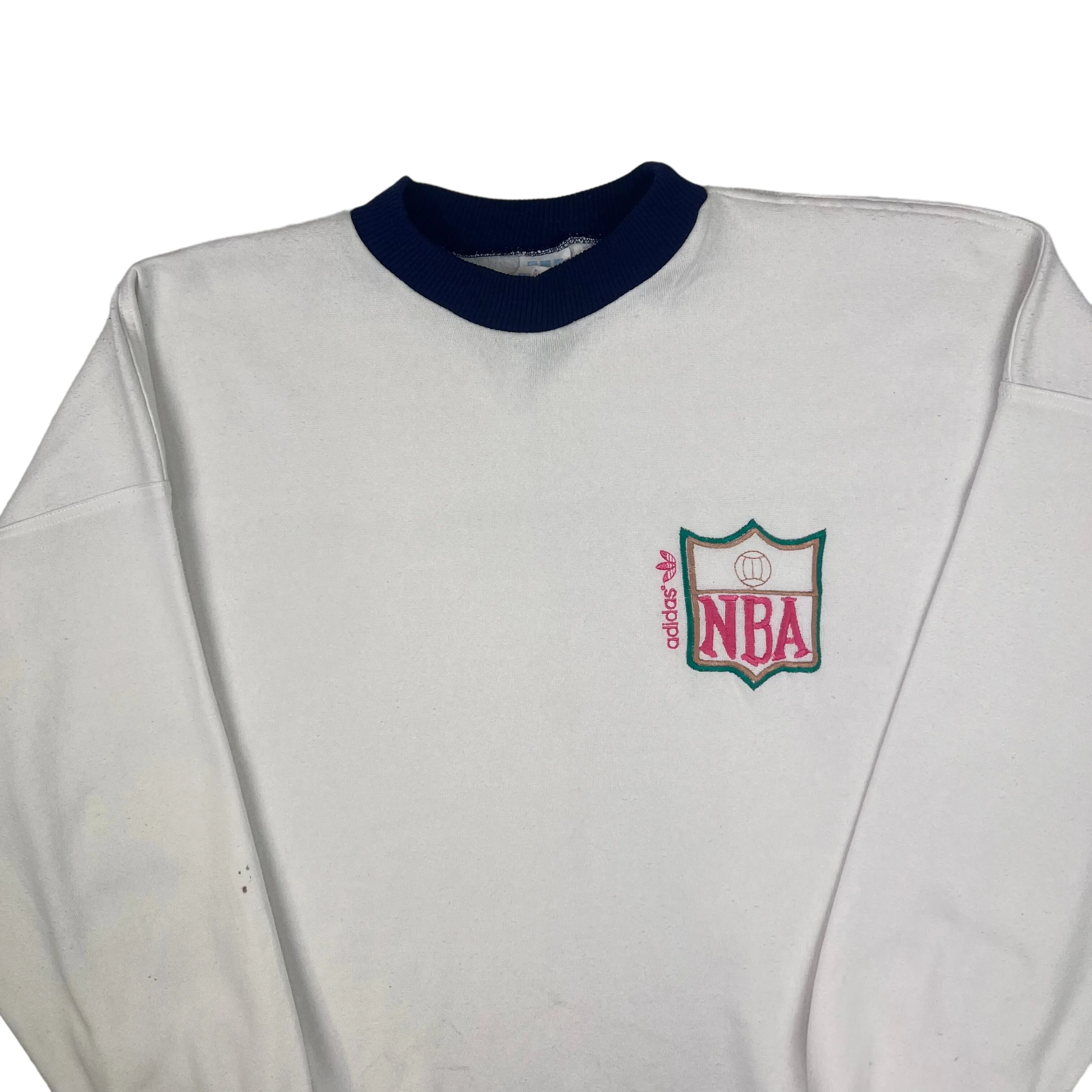 Adidas 90's NBA Logo Patch Sweatshirt White Blue Rare