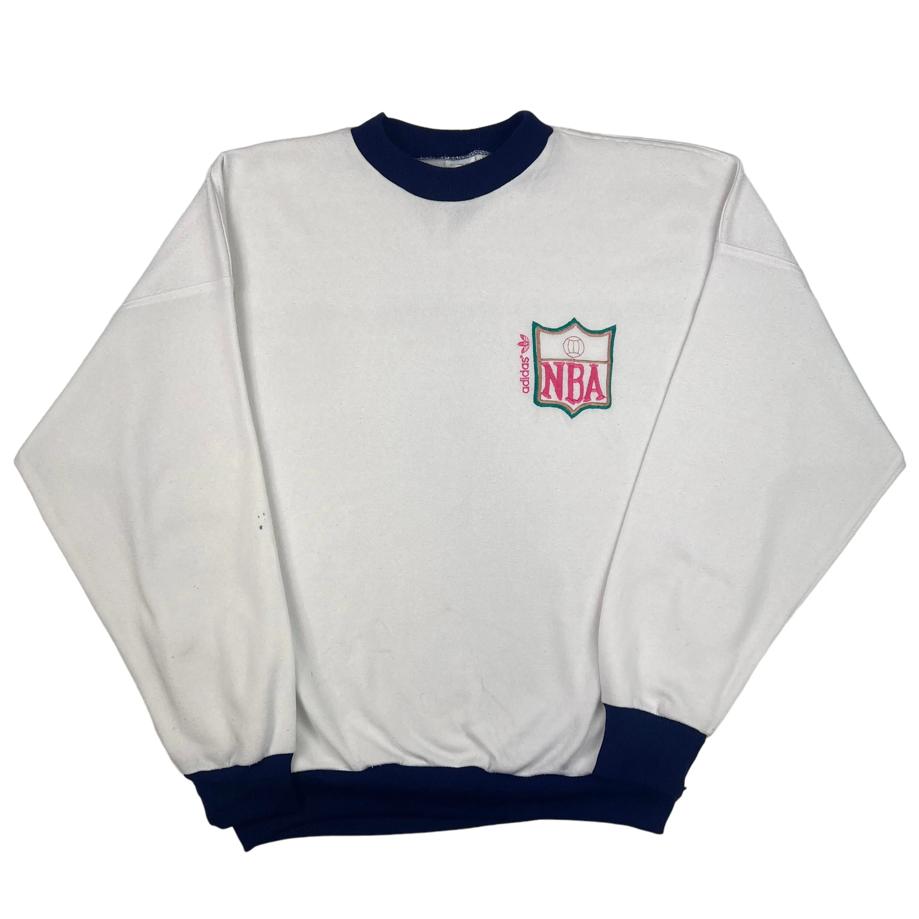 Adidas 90's NBA Logo Patch Sweatshirt White Blue Rare