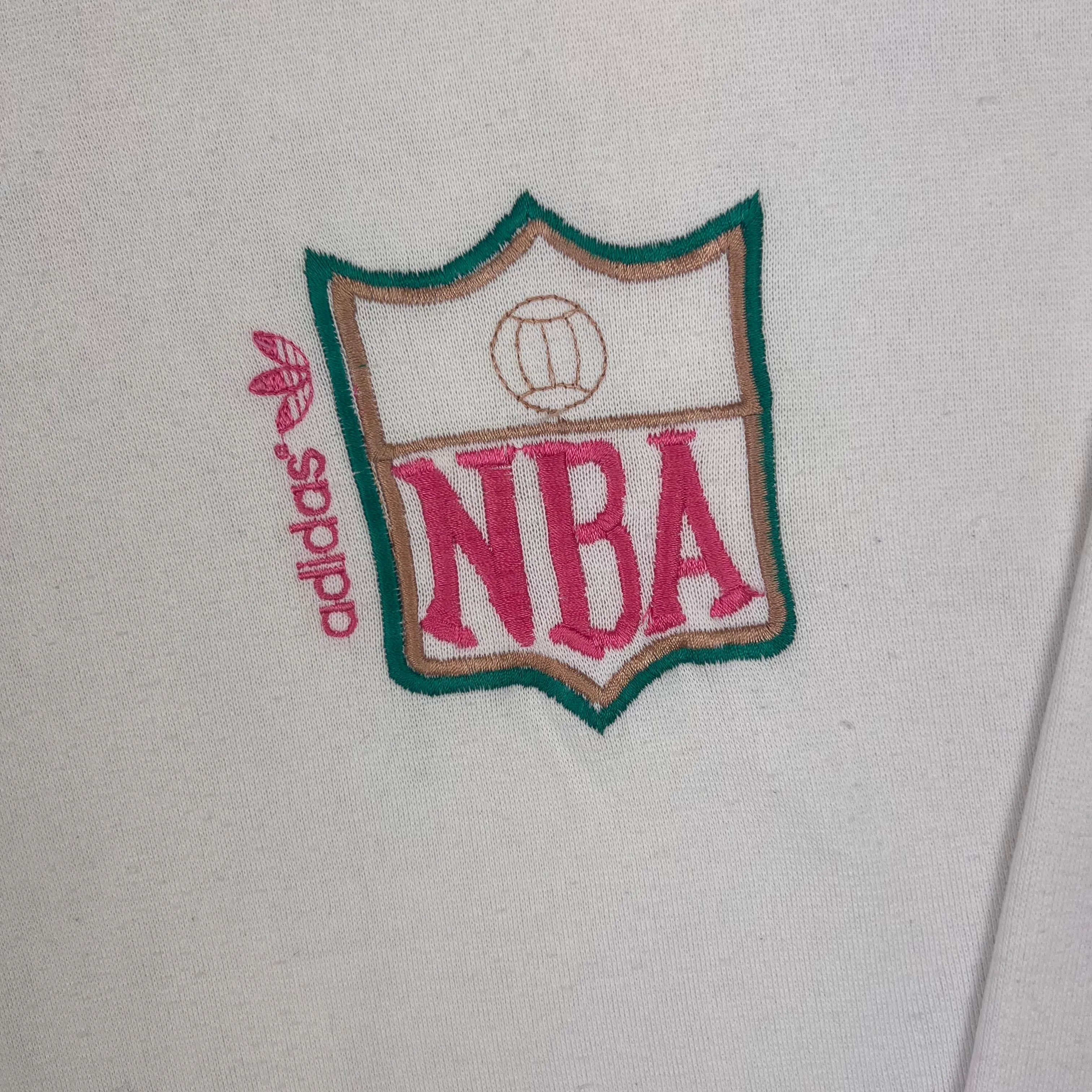 Adidas 90's NBA Logo Patch Sweatshirt White Blue Rare