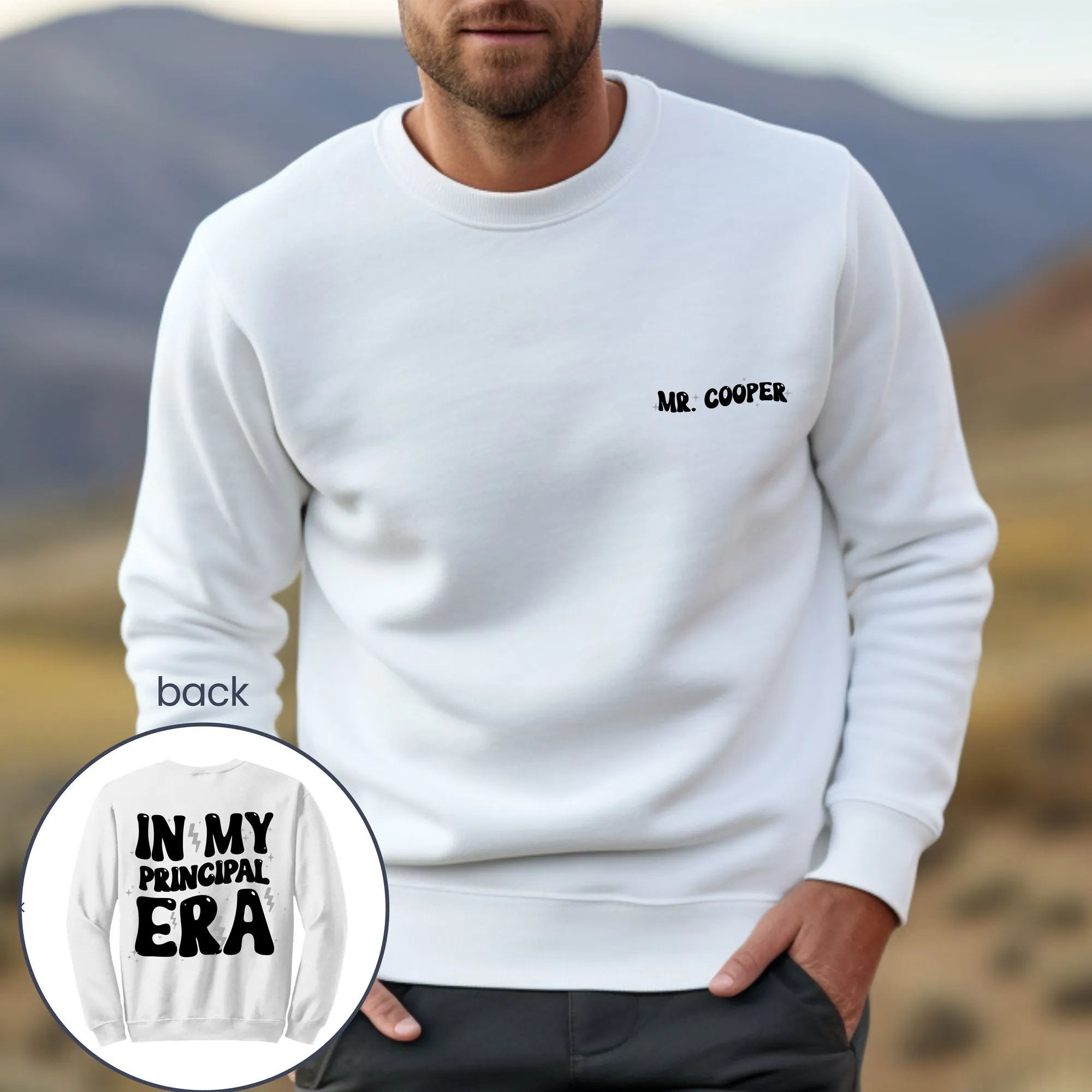 ADULT Principal Era -CREWNECK WHITE SWEATSHIRT