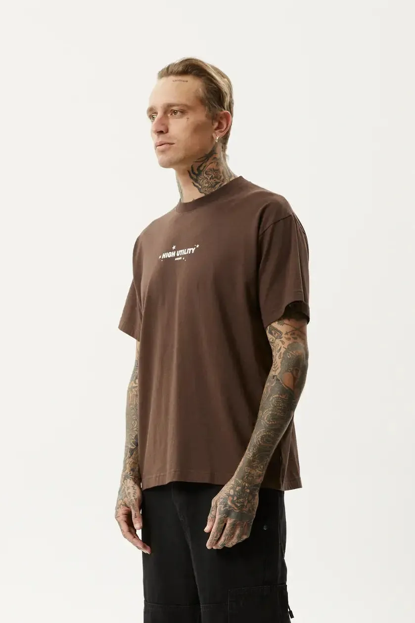 AFENDS High utility boxy t-shirt - Coffee