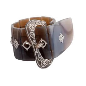 Agate and Diamond Buckle Cuff