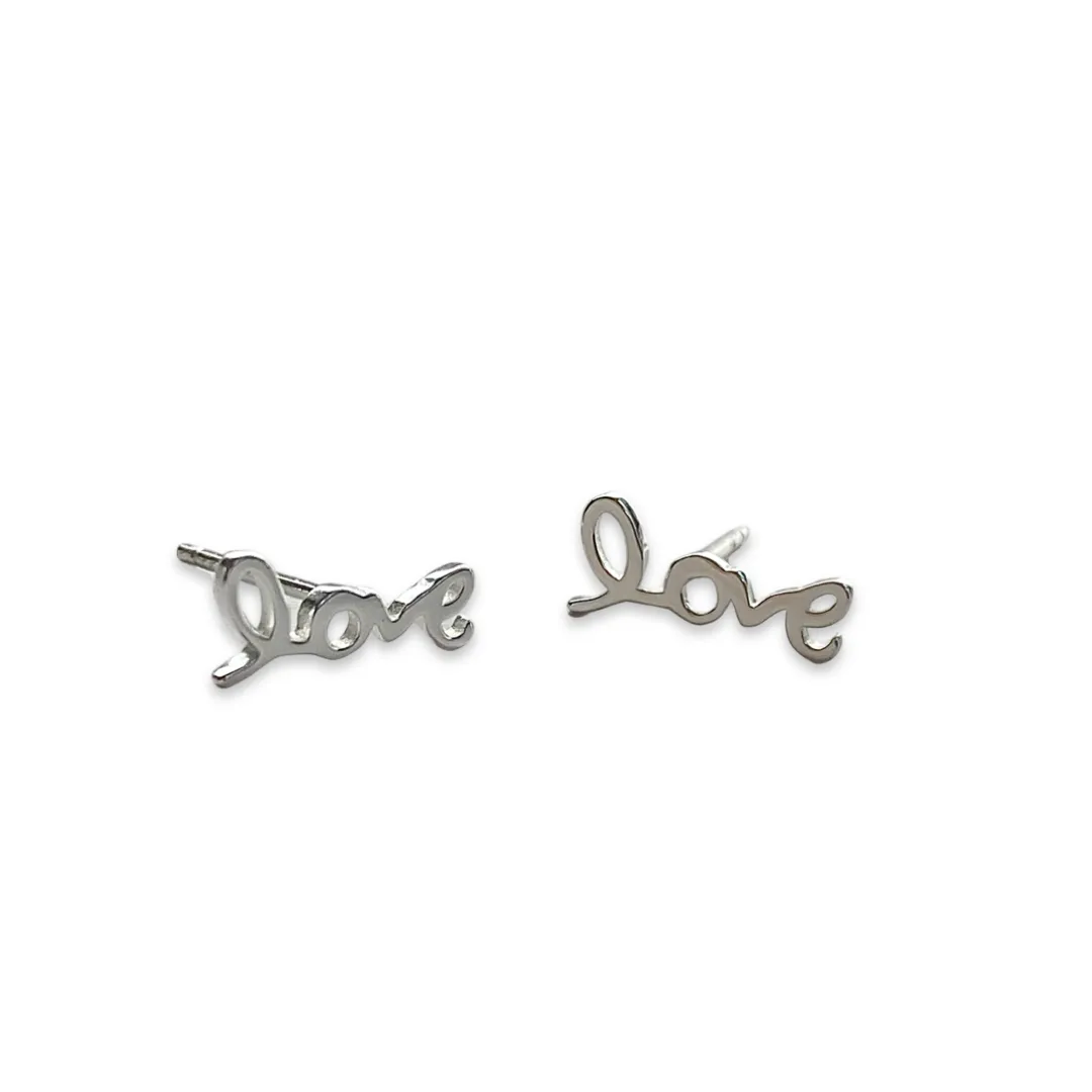 Amore Cursive Love Studs