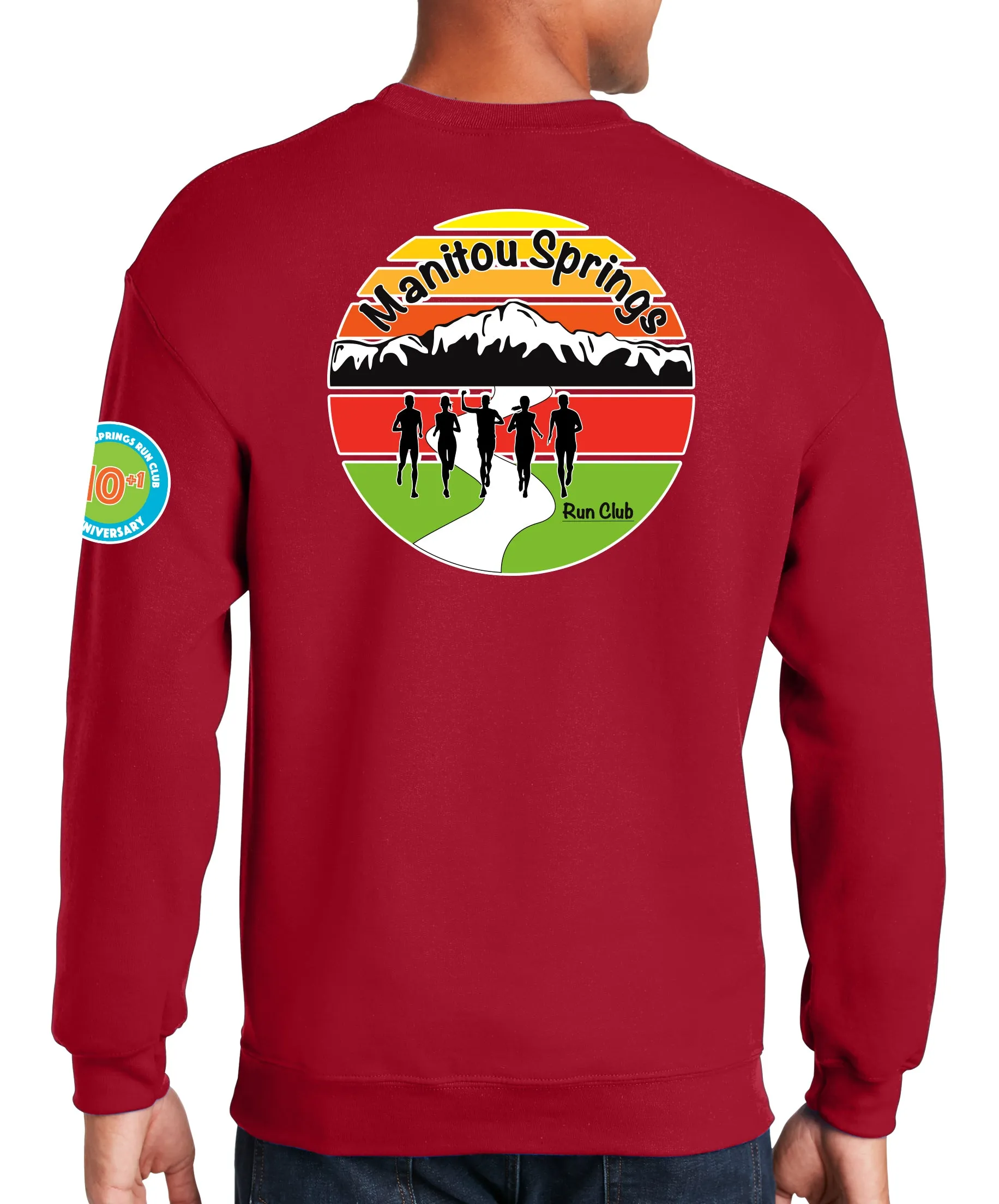 Anniversary Patch Crewneck Unisex Sweatshirt. This sweatshirt comes in multiple colors.