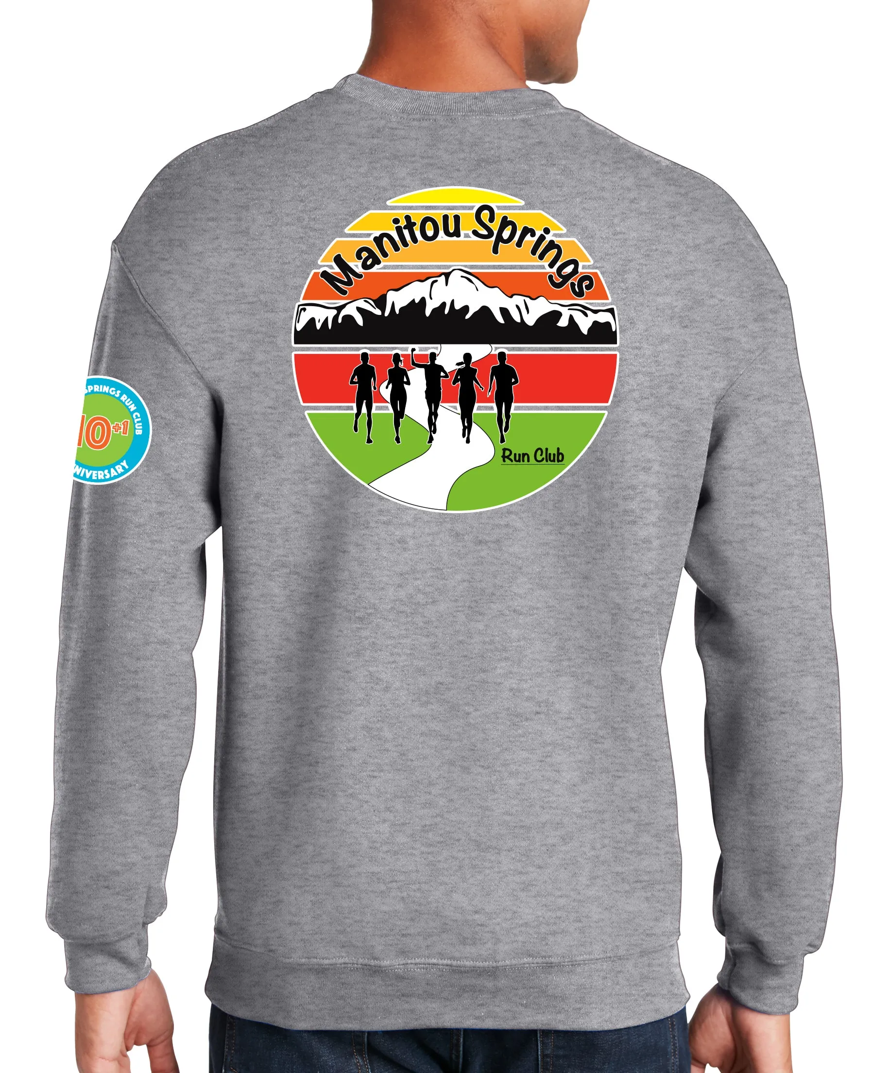 Anniversary Patch Crewneck Unisex Sweatshirt. This sweatshirt comes in multiple colors.