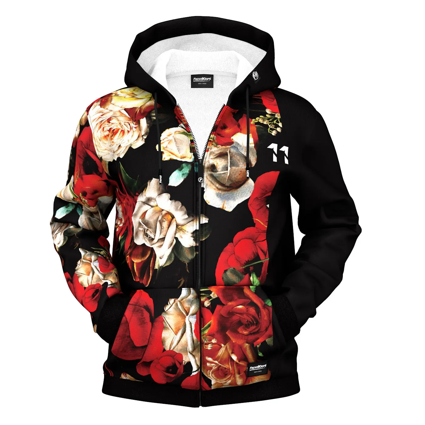 Antique Flowers Zip Up Hoodie