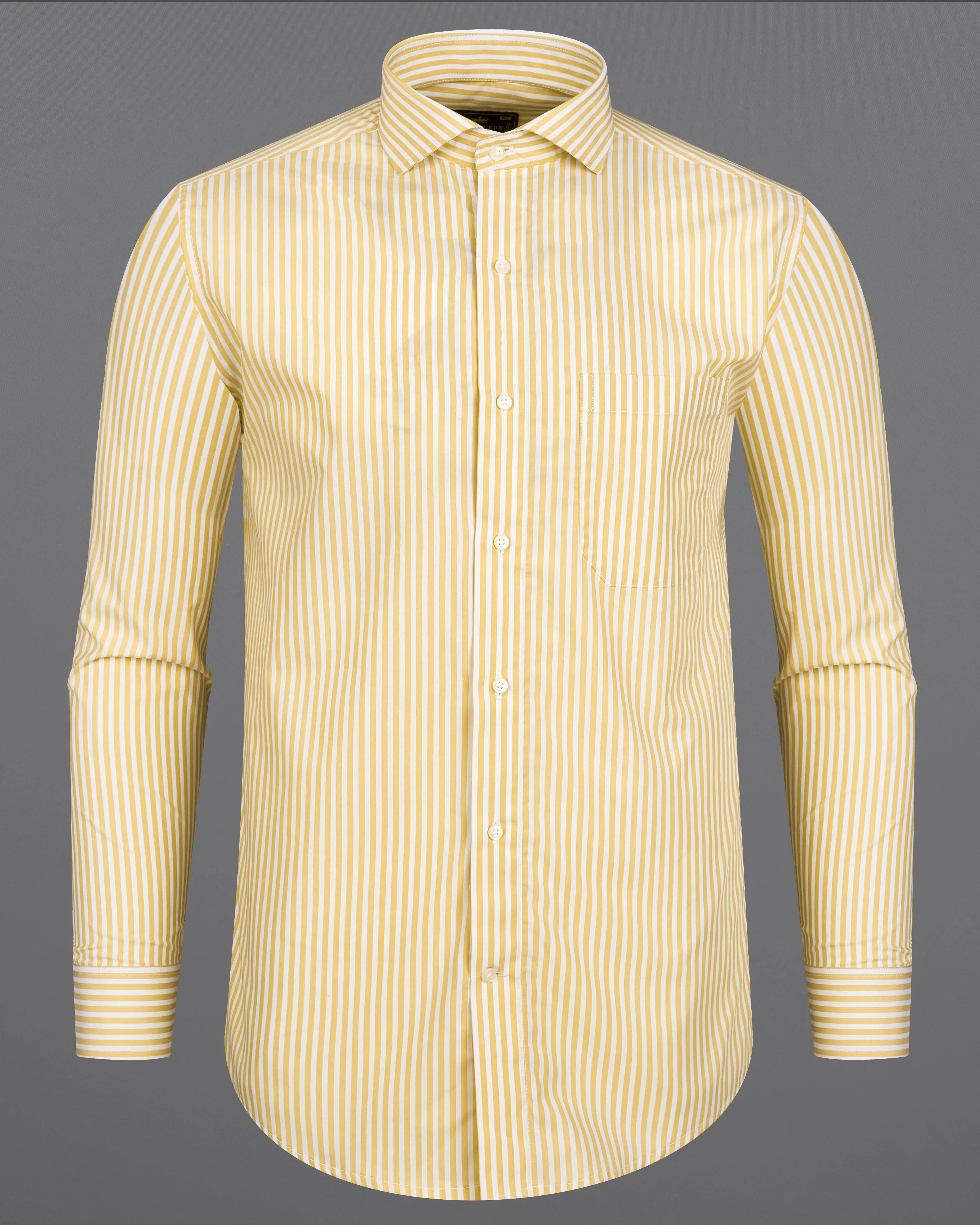 Apache Yellow and White Striped Premium Cotton Shirt