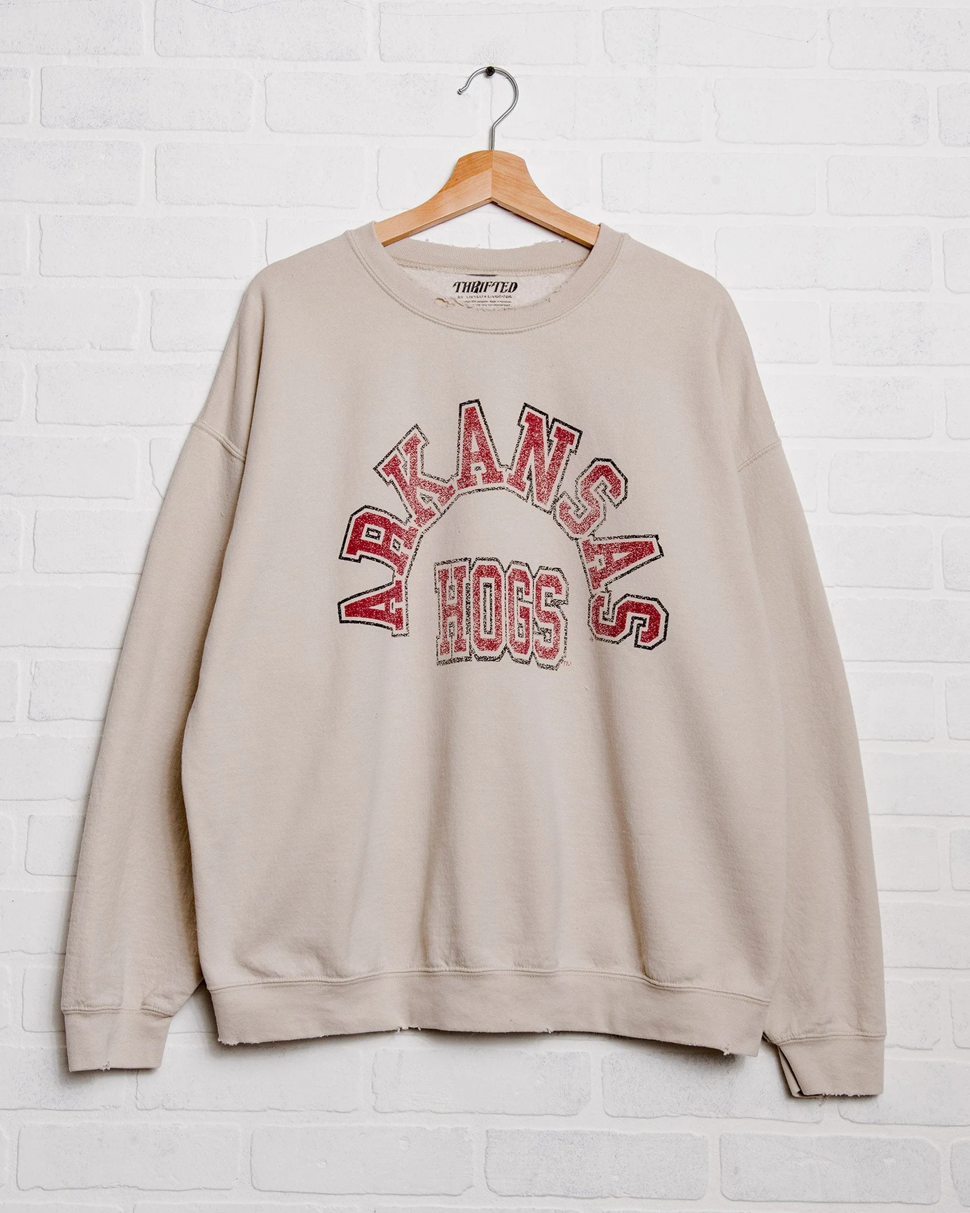 Arkansas Razorbacks Mega Arch Sand Thrifted Sweatshirt