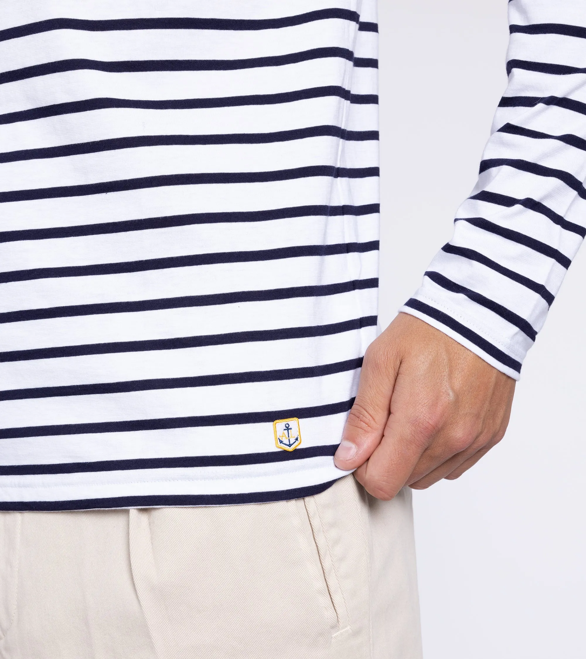 Armor Lux Lightweight Breton Striped T-Shirt: White Navy