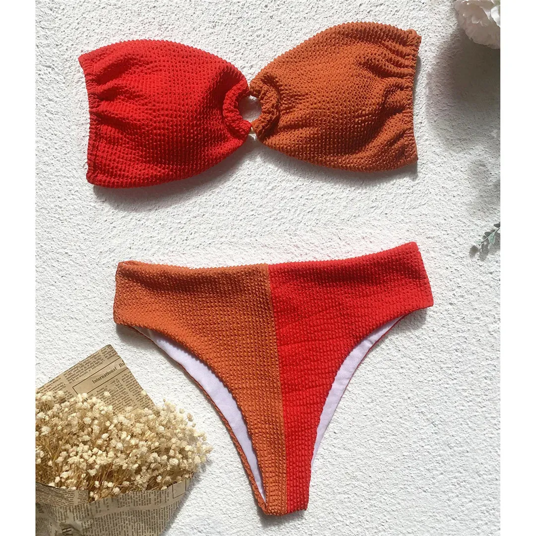 Artemis Ribbed Color Block High Waist Bikini