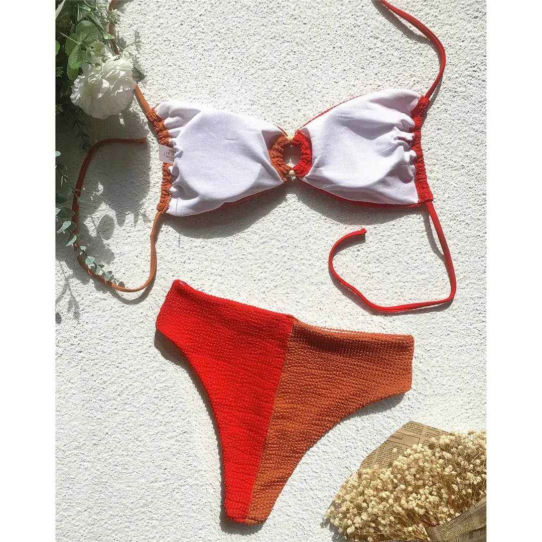 Artemis Ribbed Color Block High Waist Bikini