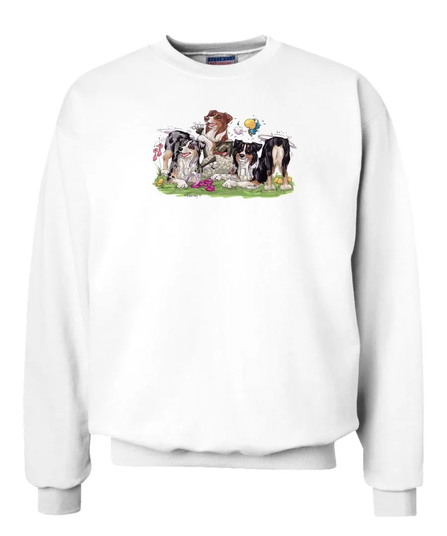 Australian Shepherd - Group Tickling Sheep - Caricature - Sweatshirt