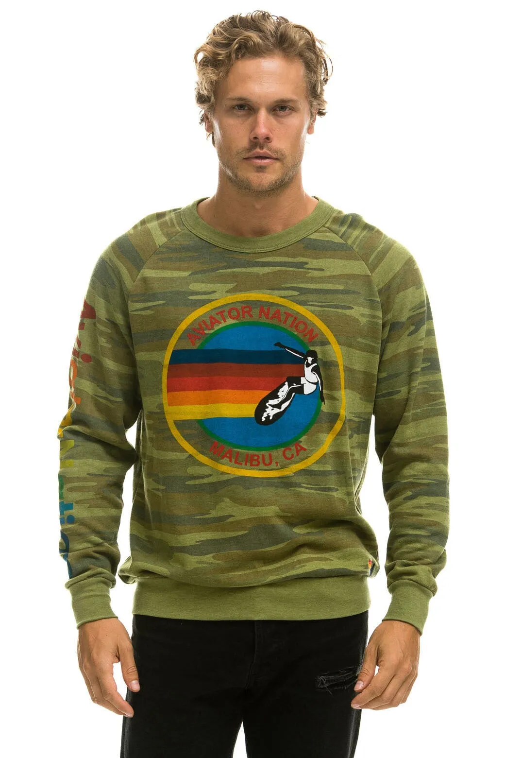 AVIATOR NATION BU - CREW SWEATSHIRT CAMO