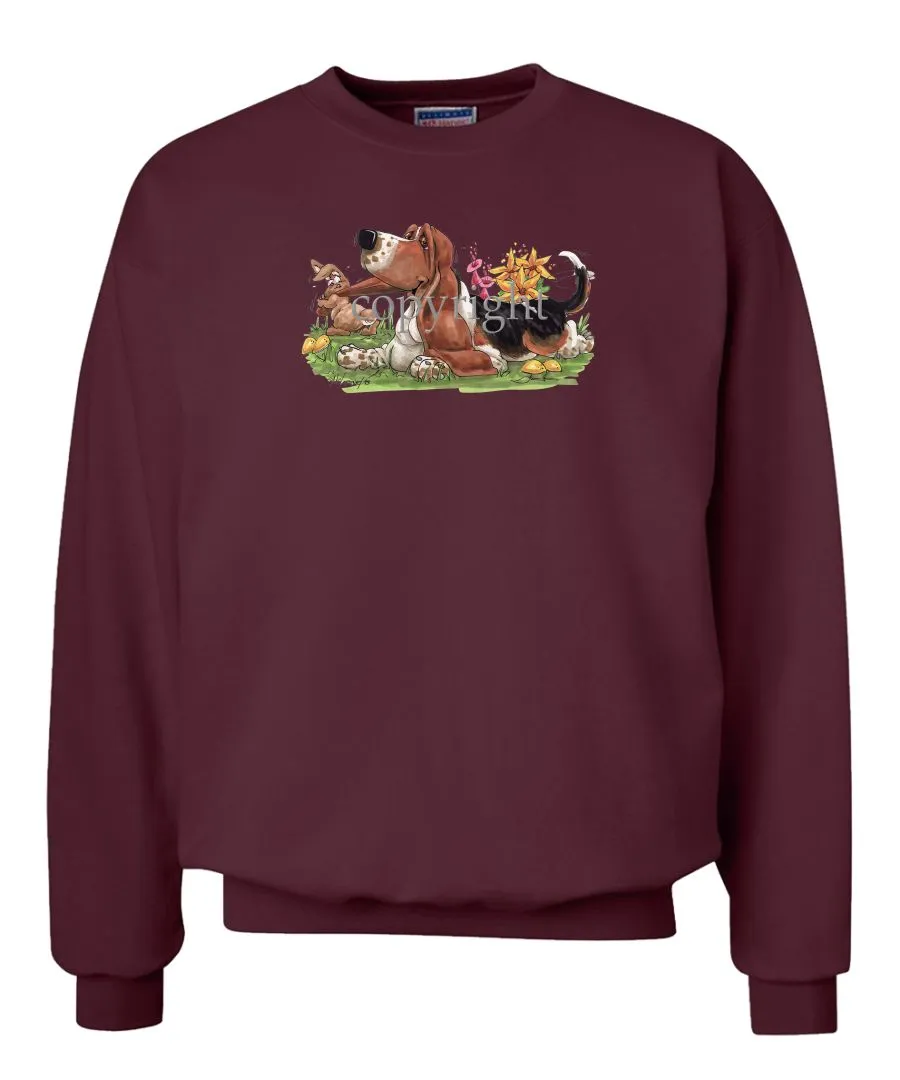 Basset Hound - Rabbit Pulling Ear - Caricature - Sweatshirt