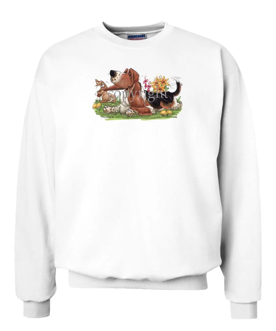 Basset Hound - Rabbit Pulling Ear - Caricature - Sweatshirt