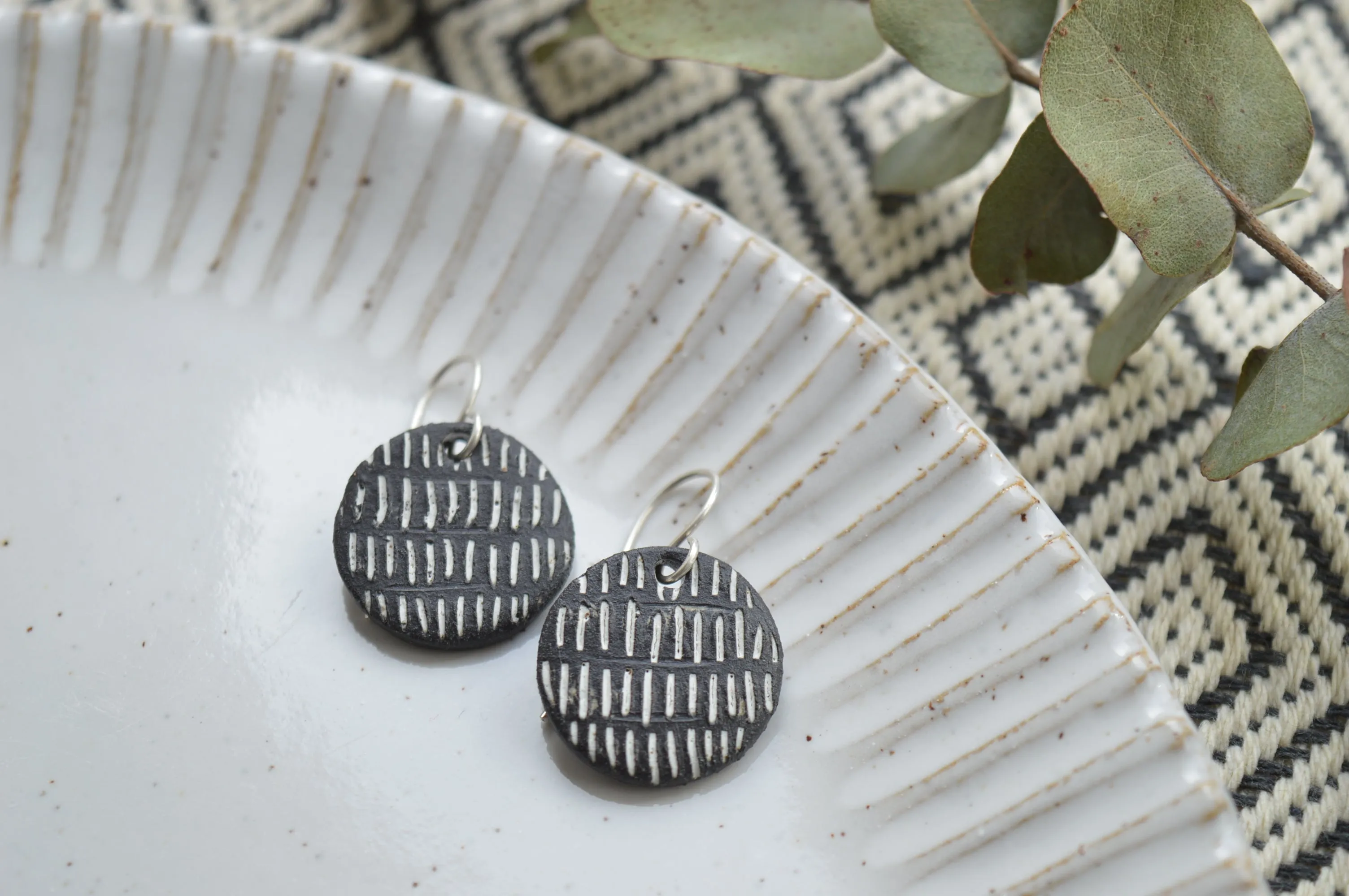 Black clay earrings No. 3