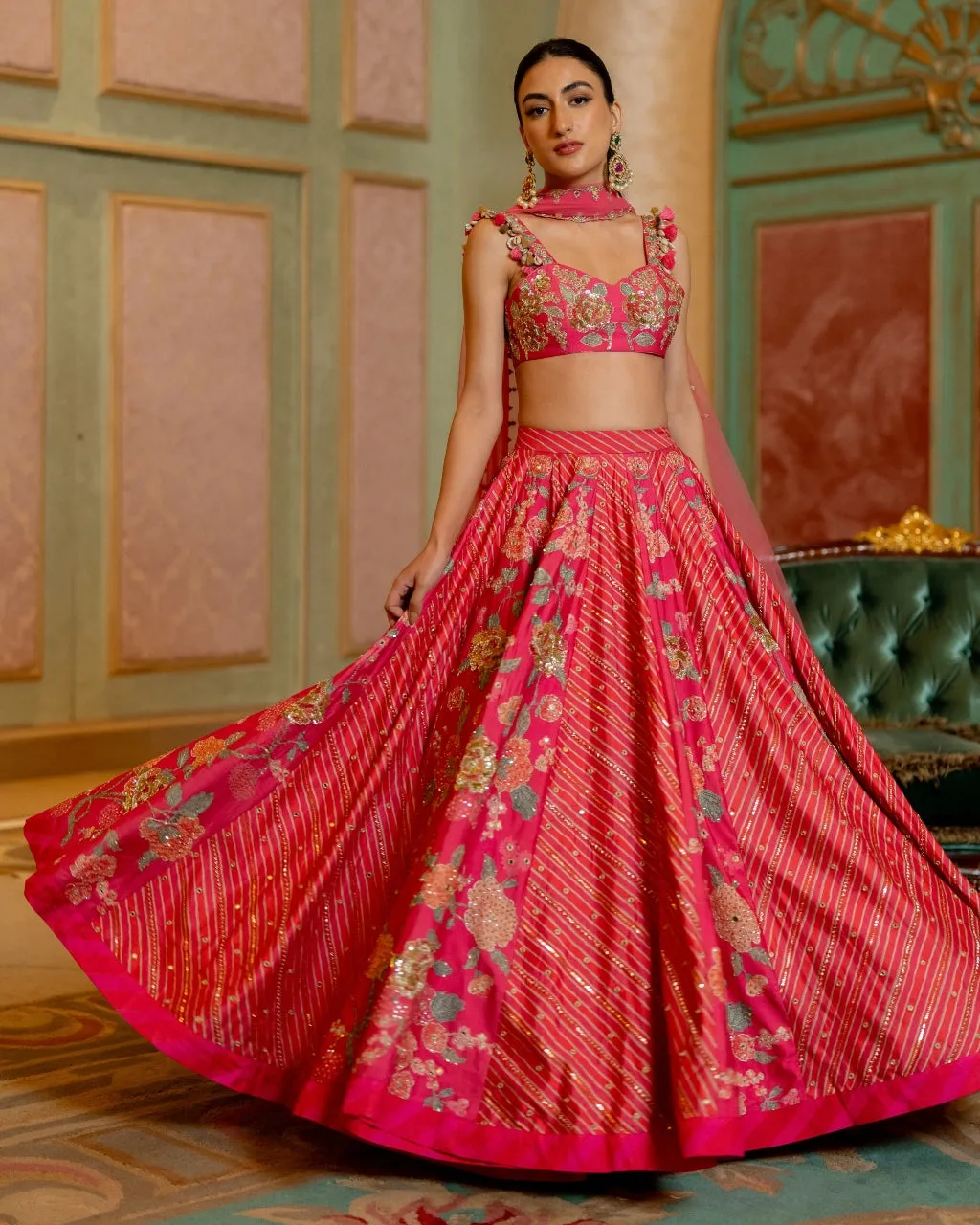 Blooming Floral Printed Lehenga Set