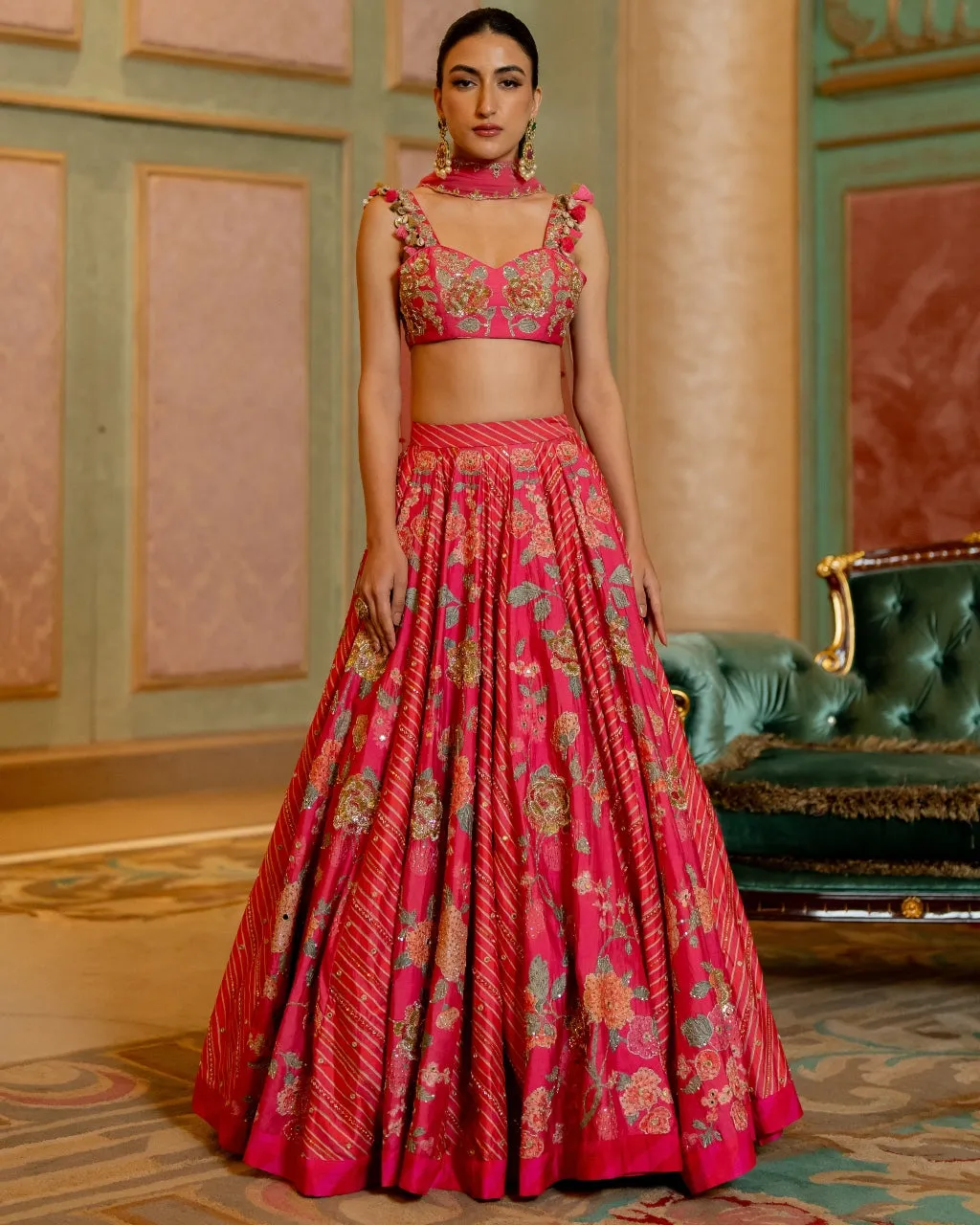 Blooming Floral Printed Lehenga Set