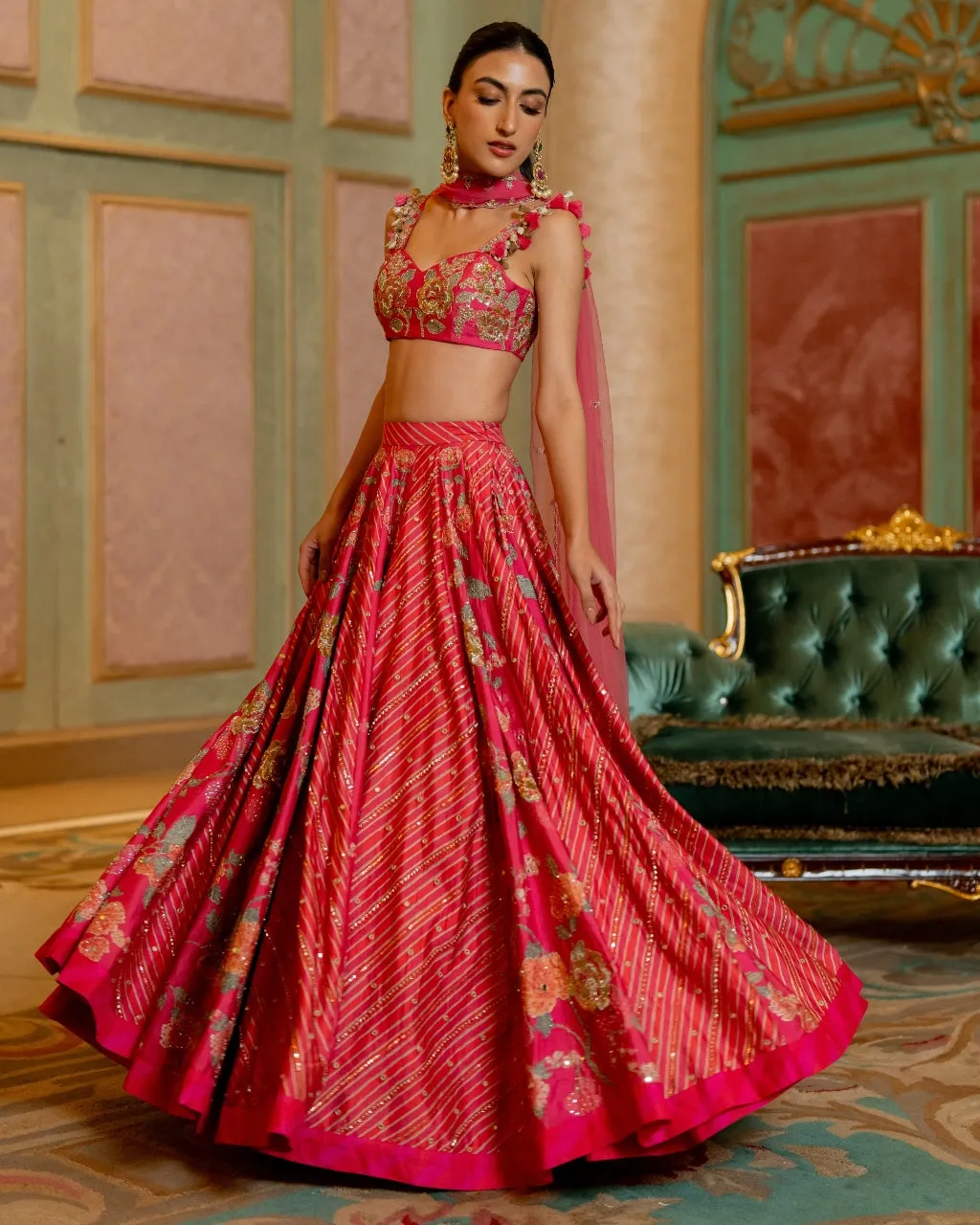 Blooming Floral Printed Lehenga Set