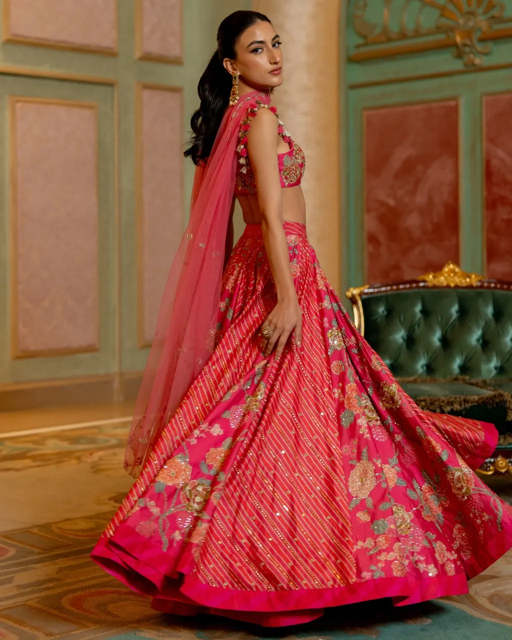 Blooming Floral Printed Lehenga Set