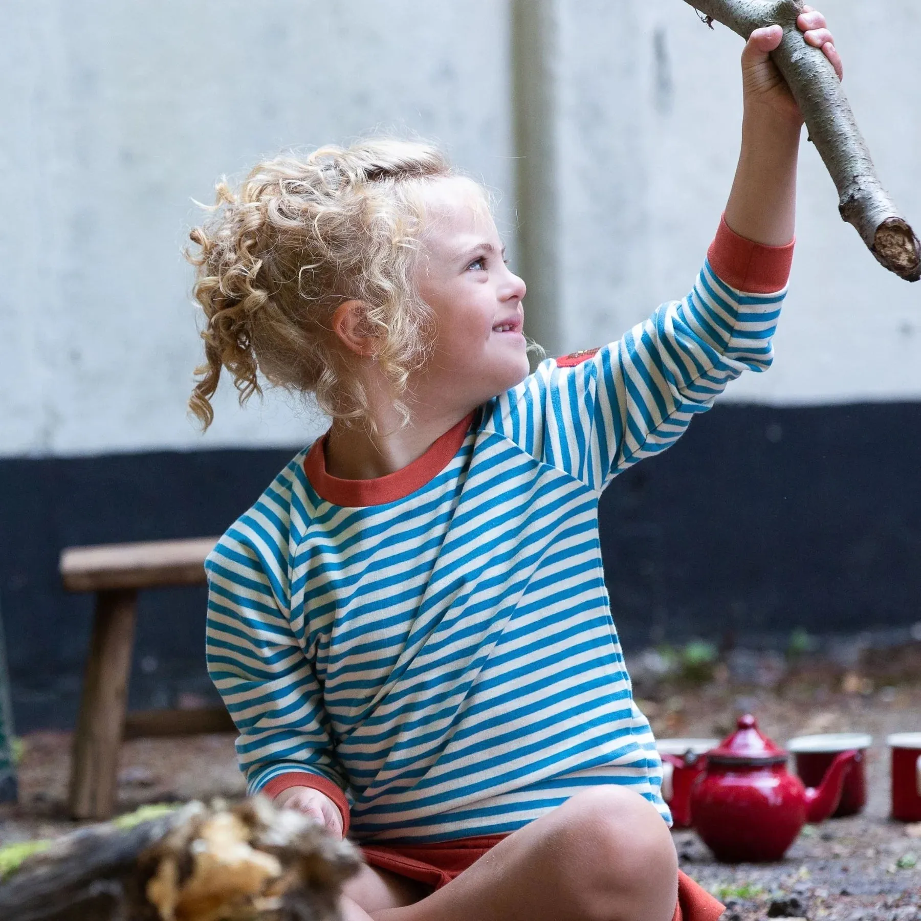 Blue Striped Marl Raglan Sweatshirt - Little Green Radicals