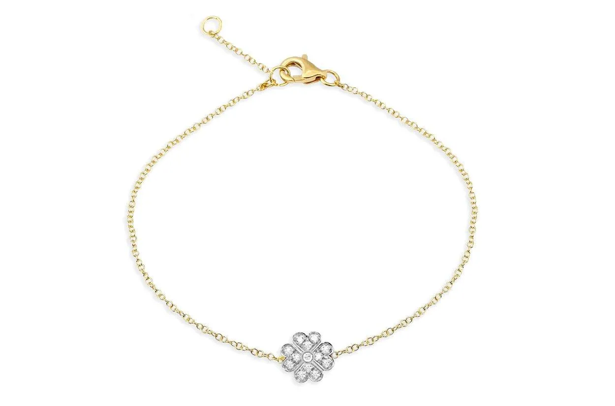 Bracelet 18kt Mixed Gold Chain Clover & Diamonds