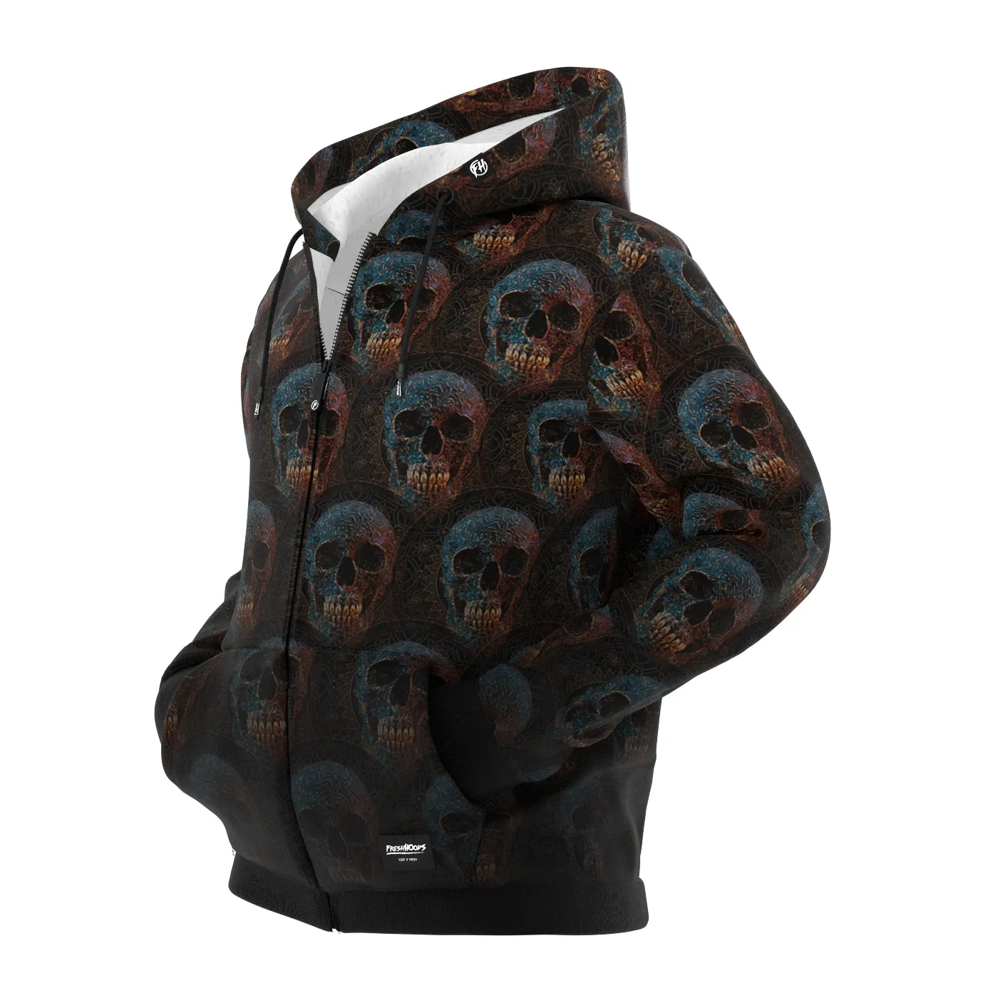 Bronze Skull Zip Up Hoodie