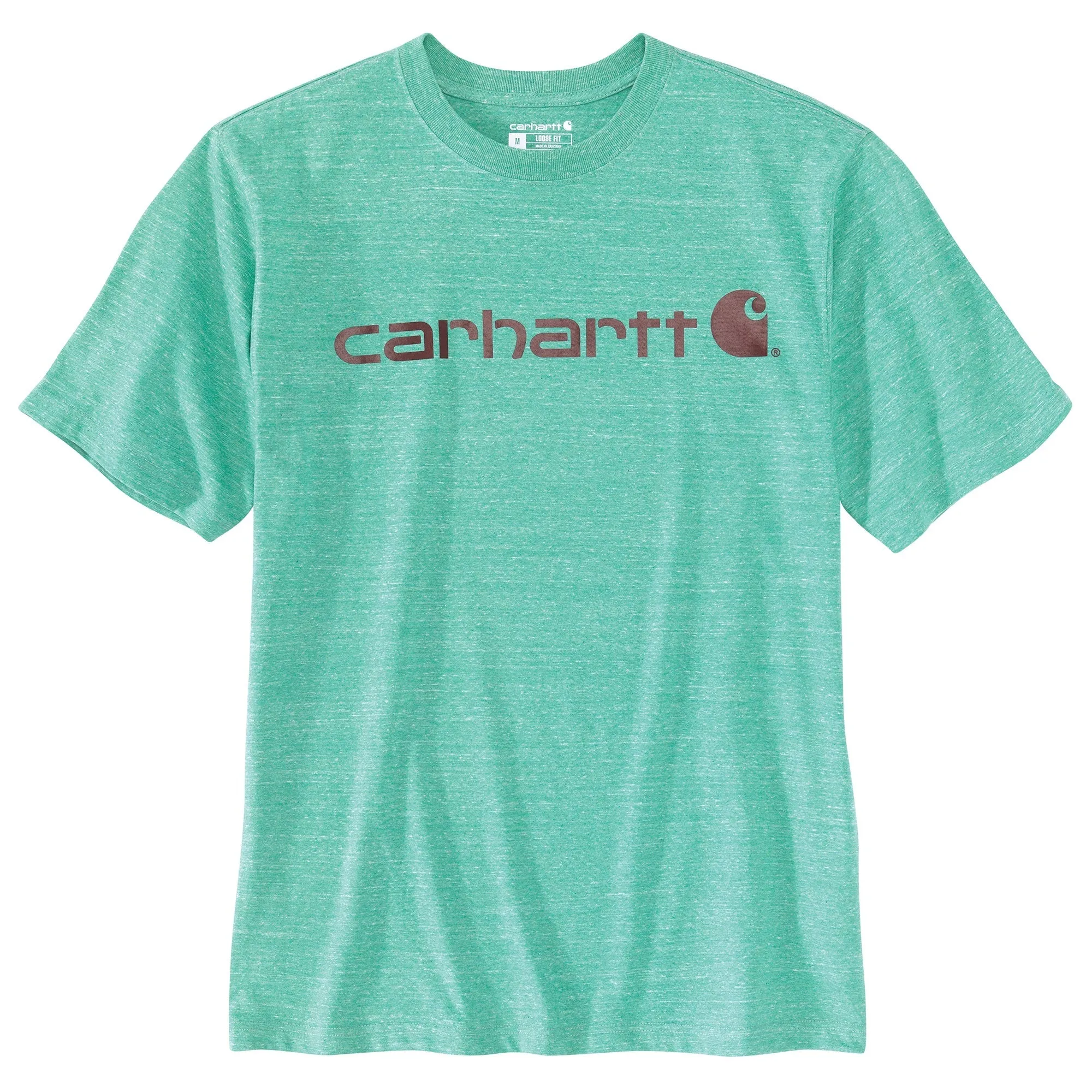 Carhartt Men's Signature Logo Short Sleeve T-Shirt_Sea Green Snow Heather