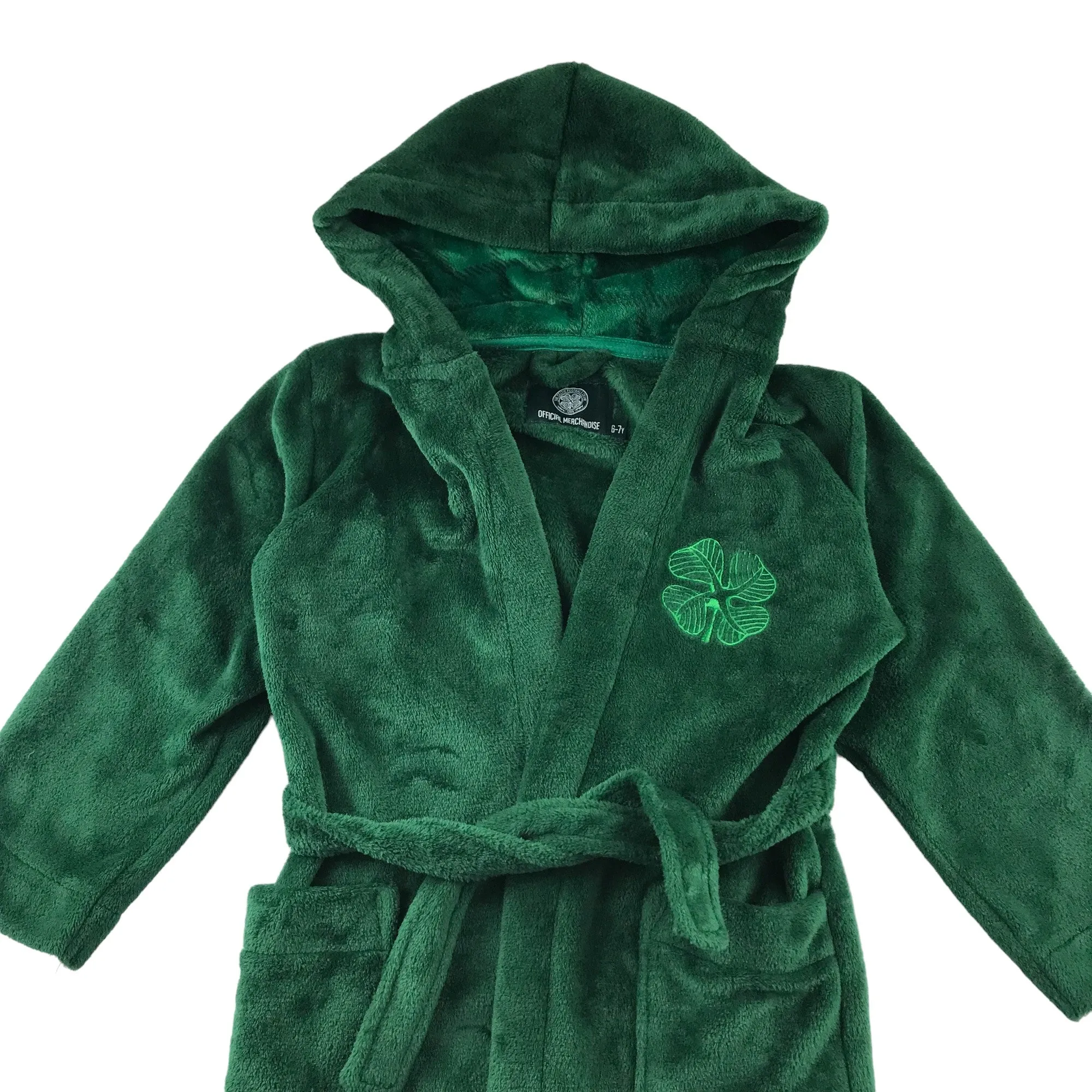 Celtic FC dressing gown 6-7 years green fluffy hooded