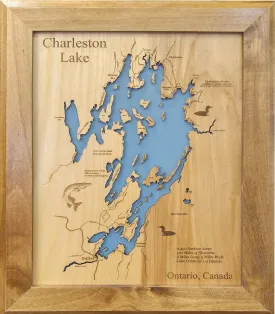 Charleston Lake, Ontario - Laser Cut Wood Map