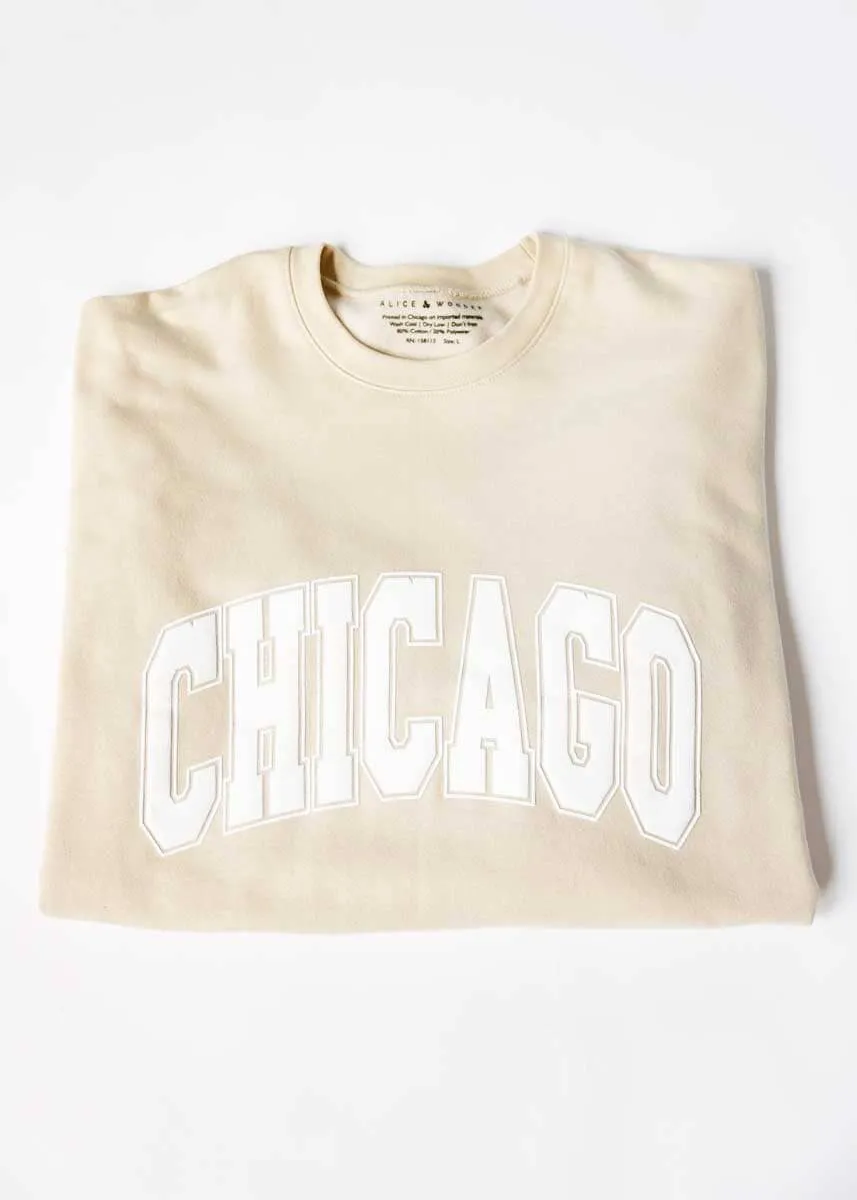 Chicago Varsity Collegiate Outline Sweatshirt - Sand