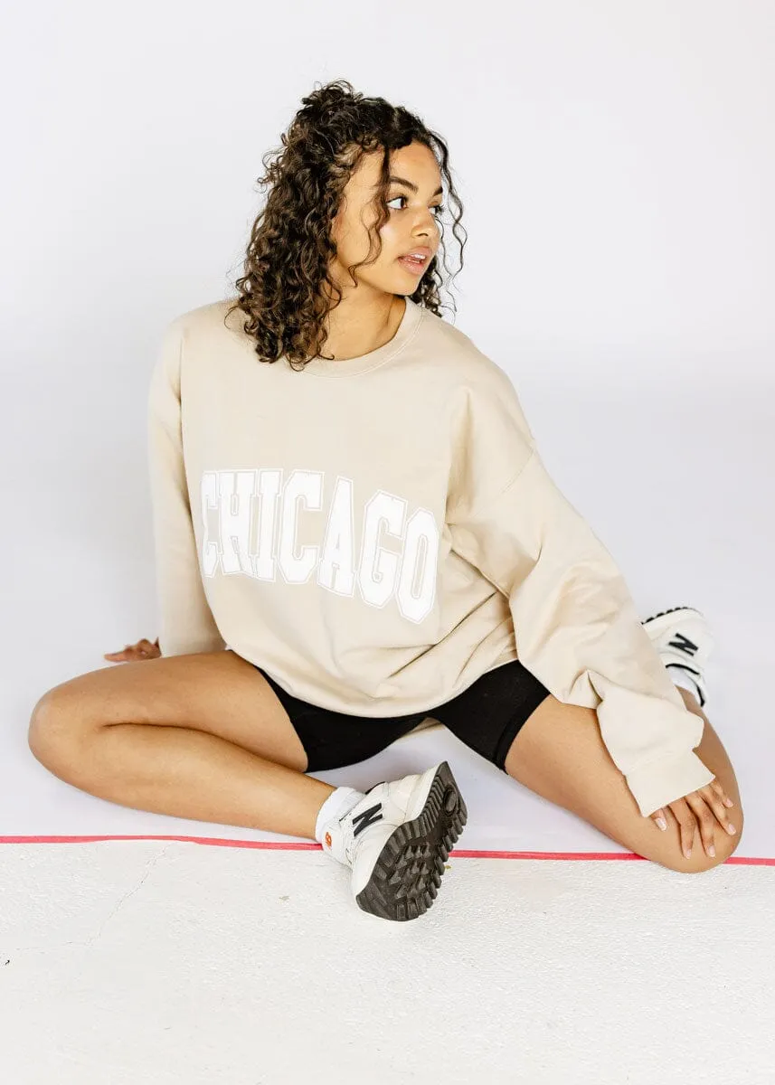 Chicago Varsity Collegiate Outline Sweatshirt - Sand