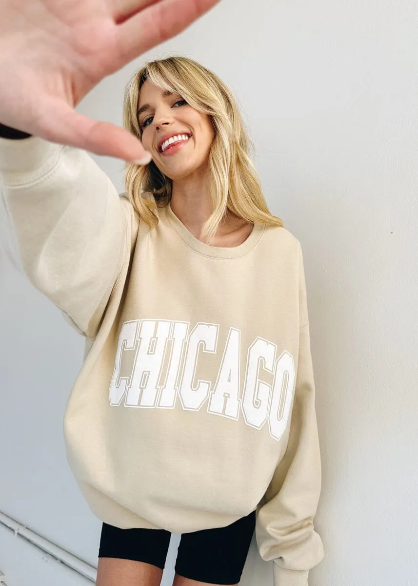 Chicago Varsity Collegiate Outline Sweatshirt - Sand