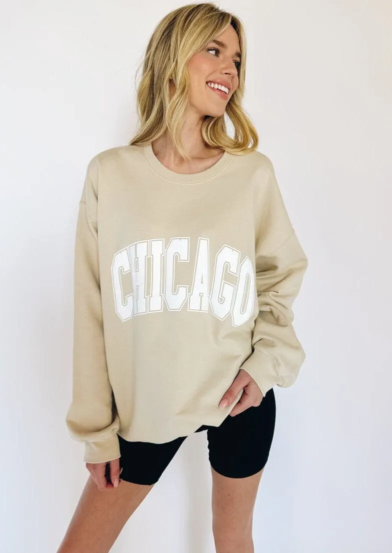 Chicago Varsity Collegiate Outline Sweatshirt - Sand