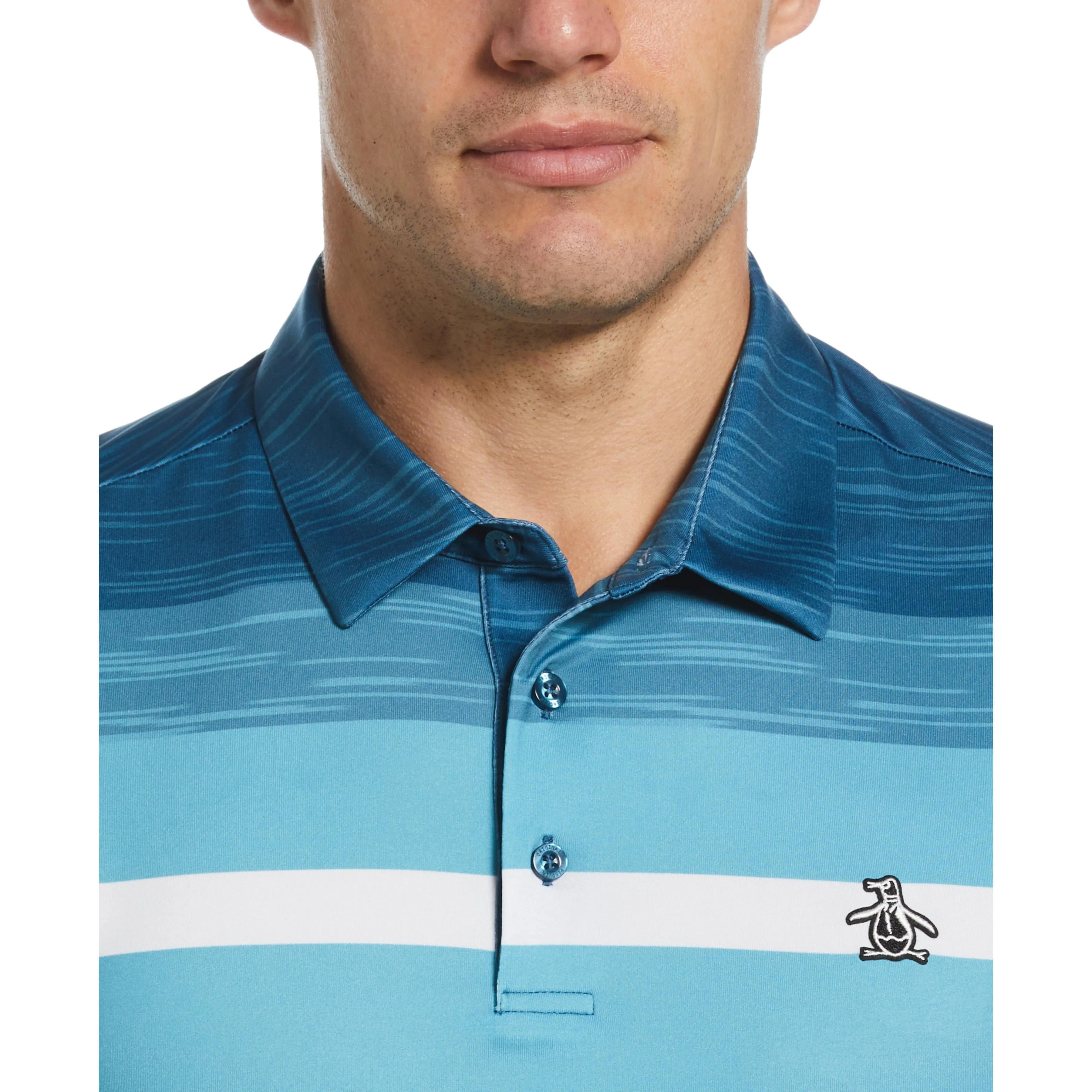 Color Block Engineered Marl Stripe Golf Polo