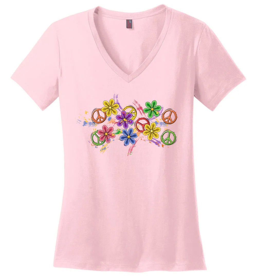 Colorful Daisies V-Neck