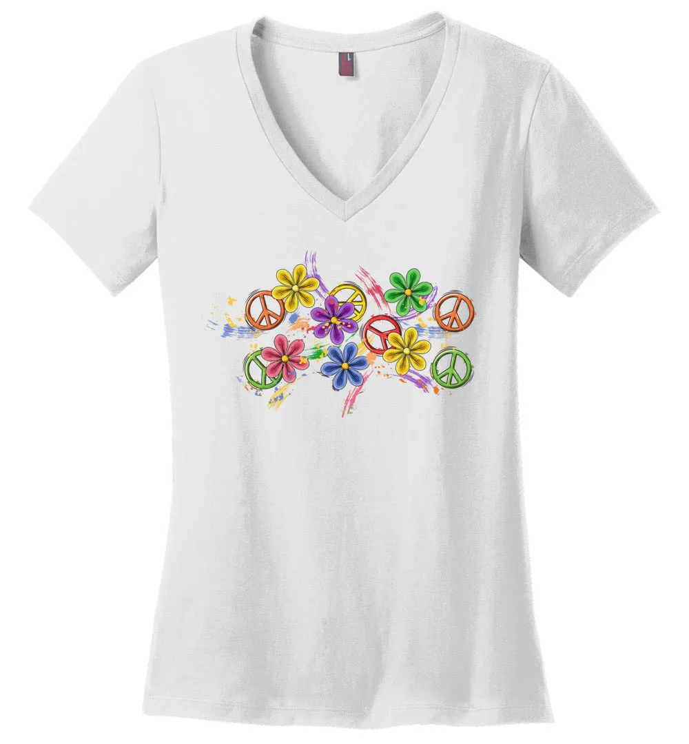 Colorful Daisies V-Neck