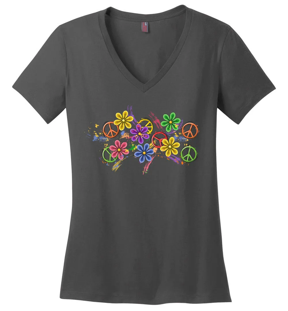 Colorful Daisies V-Neck